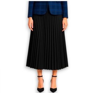 Ophelia Roe black pleated midi skirt L NWT